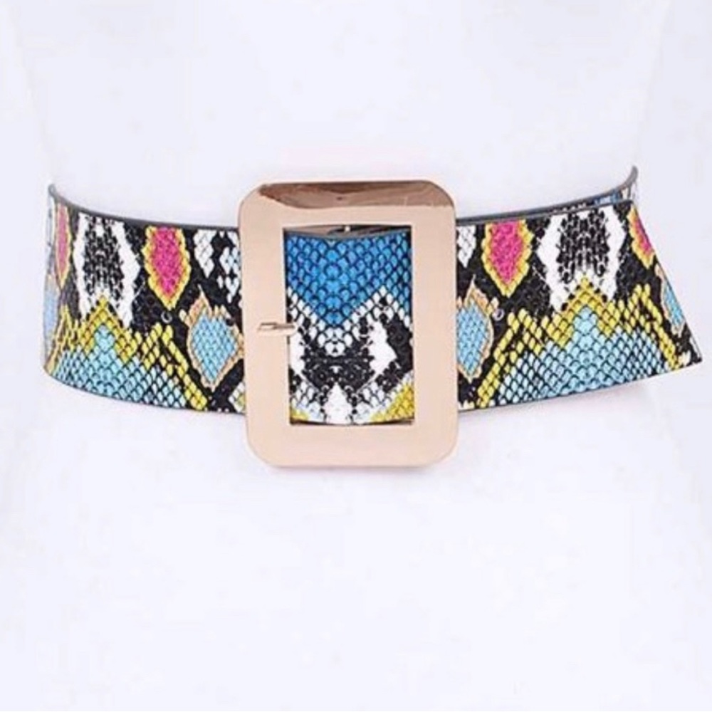 Wide snake print belt - Picture 2 of 6